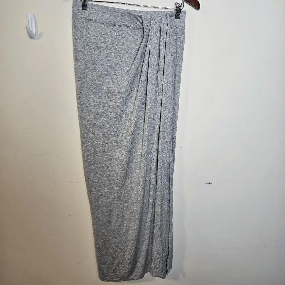 Three dots Front Faux Wrap Tie Knotted Maxi Skirt Womens Grey Size Medium